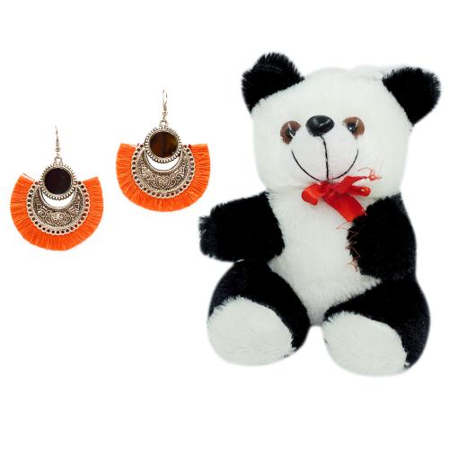 Avika Oxidized Earring with Mirror & Orange Thread Party Wear Naughty Black & White Panda