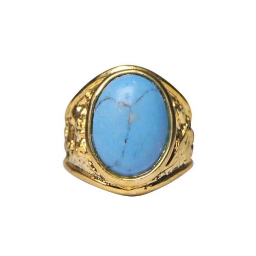 Avika Turquoise (Firoza) Ring for Men Gold Plated Oval Shape