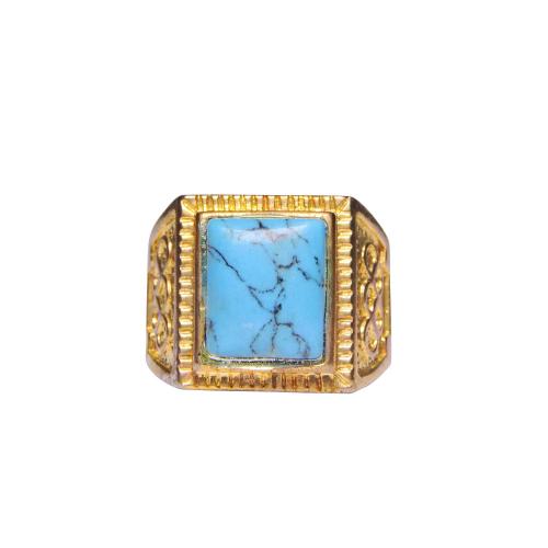 Avika Turquoise (Firoza) Ring For Men Gold Plated Rectangular Shape