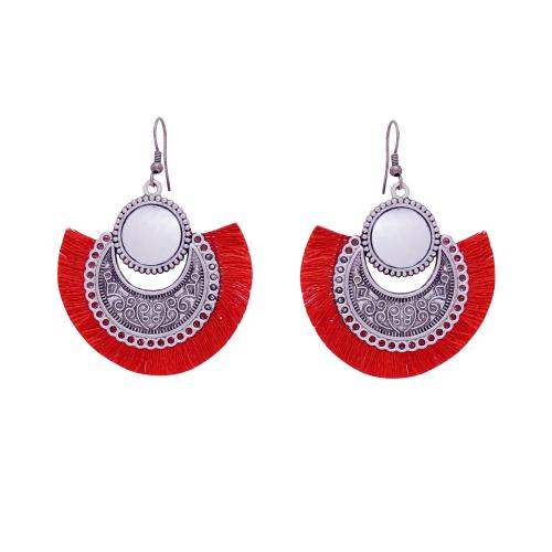 Avika Women's Oxidized Earring with Mirror & Red Thread Party Wear