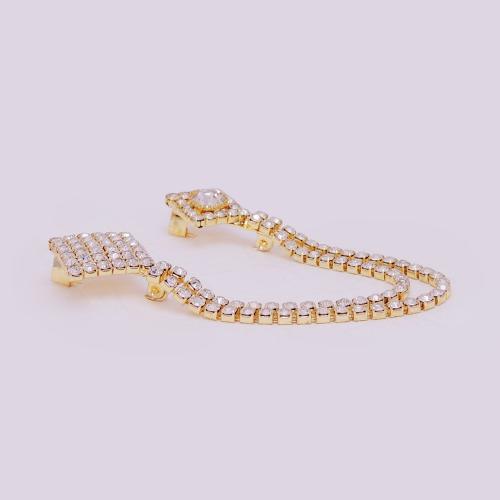 Avika Zirconia Square Golden Metal Chain with Semi-Precious Square Zirconia Brooch (Pack of 1 Pc.)