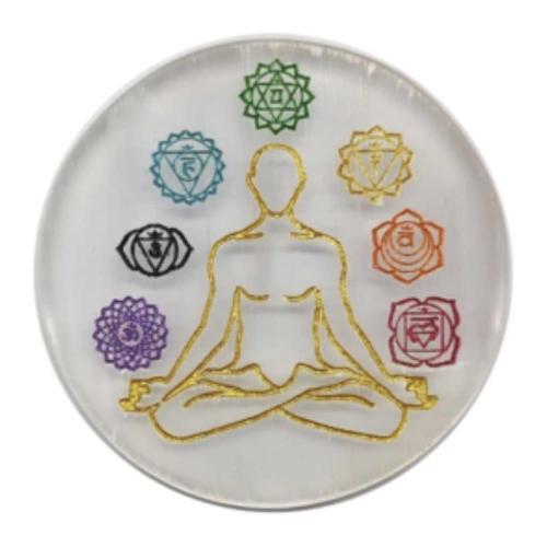 Avika Natural 7 Chakra Round Selenite Charging Plate 3